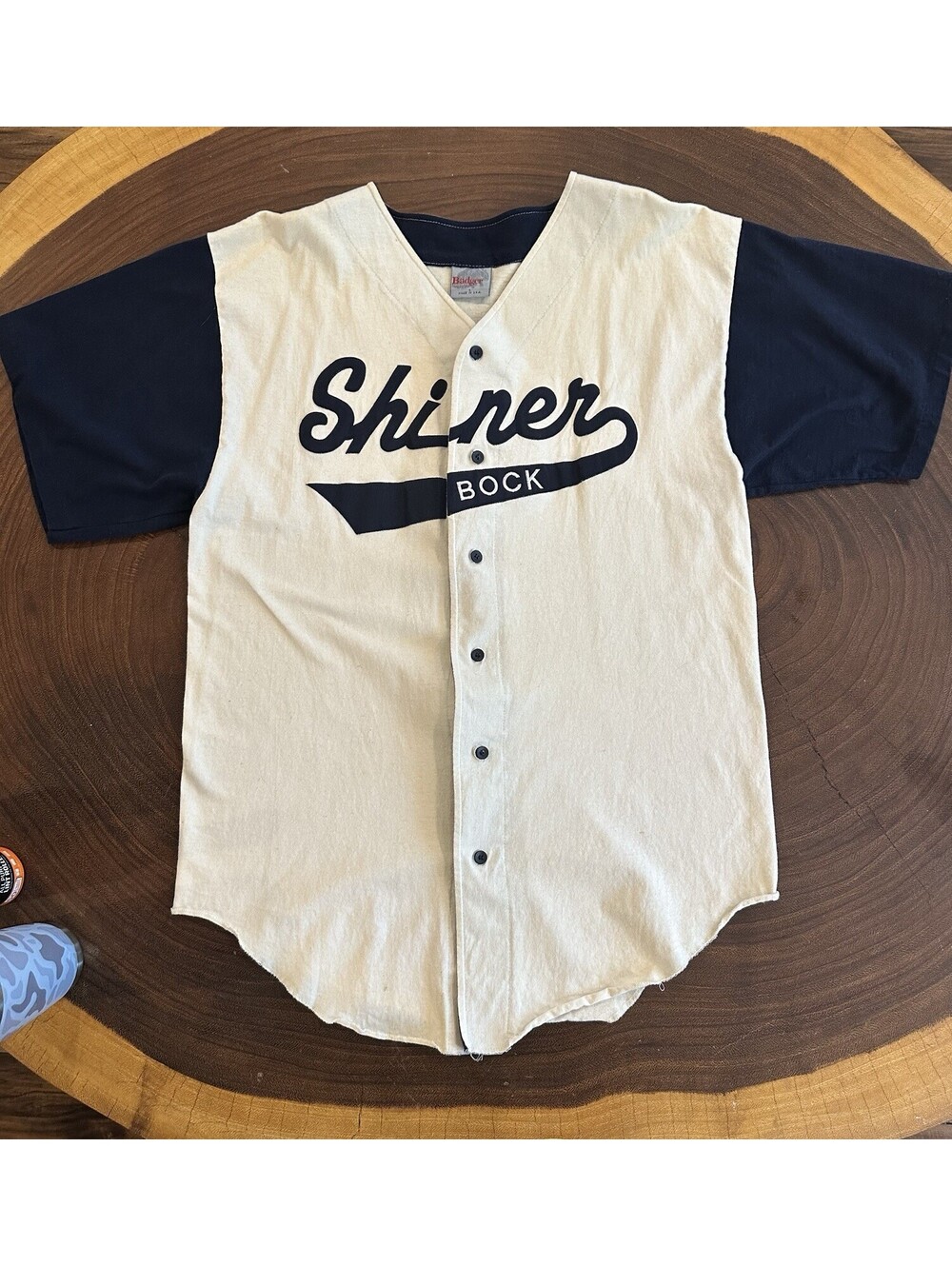 Badger Shiner Bock Beer Button-Front Baseball Jersey Shirt Breweriana [COPY]